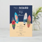 Retro Surfboards Baby aan boord Baby shower Kaart (Staand voorkant)