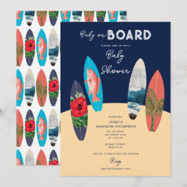 Retro Surfboards Baby aan boord Baby shower Kaart