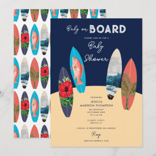Retro Surfboards Baby aan boord Baby shower Kaart
