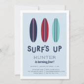 Retro Surfboards Birthday Party Invitation Kaart (Voorkant)