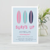 Retro Surfboards Birthday Party Invitation Kaart (Staand voorkant)