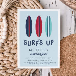 Retro Surfboards Birthday Party Invitation Kaart
