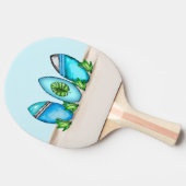 Retro Surfboards, blauw en Blauwgroen Tafeltennisbatje (Zijkant)