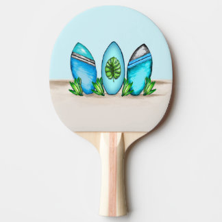 Retro Surfboards, blauw en Blauwgroen Tafeltennisbatje