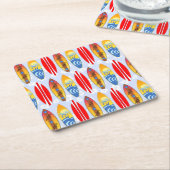 Retro Surfboards Light Blue Hibiscus Kartonnen Onderzetters (Schuin)