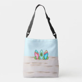 Retro Surfboards, roze, Crossbody Tas (Achterkant)
