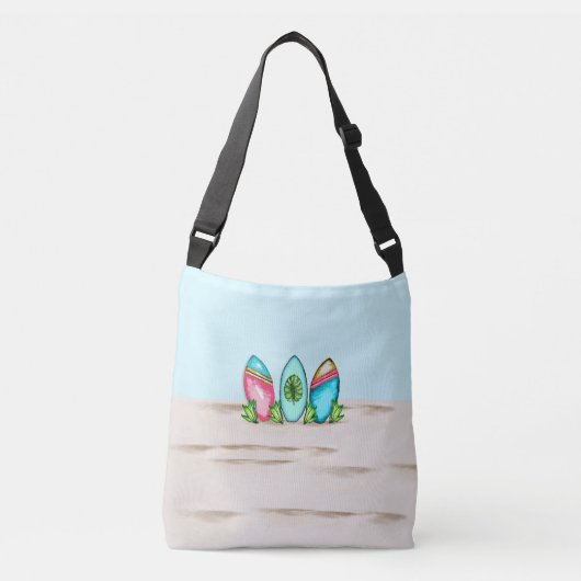 Retro Surfboards, roze, Crossbody Tas (Voorkant)