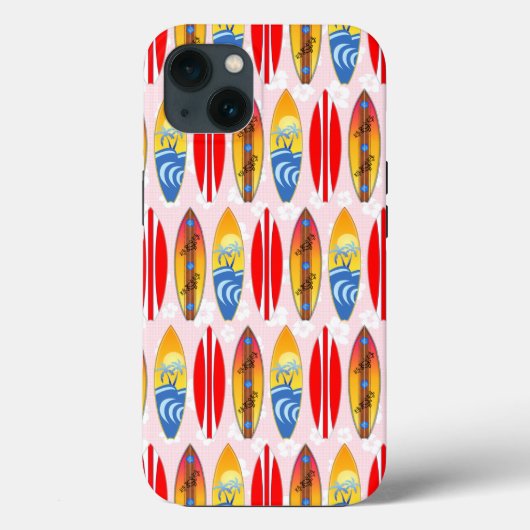 Retro Surfboards Roze Hibiscus Case-Mate iPhone Case (Achterkant)