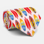 Retro Surfboards Roze Hibiscus Stropdas (Opgerold)