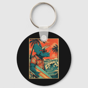 Retro surfen dinosaurus Hawaii zomer Triceratops S Sleutelhanger