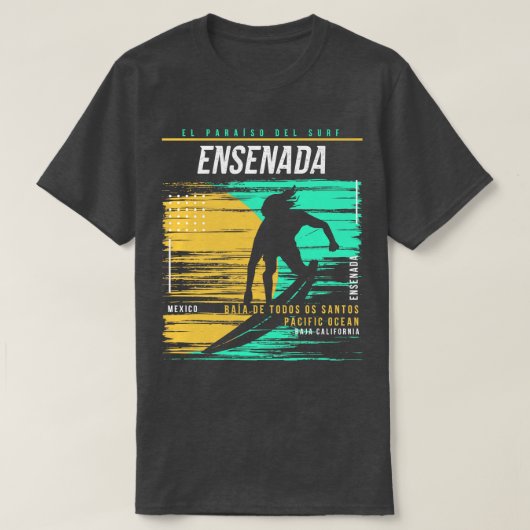 Retro Surfen Ensenada Mexico Surfer Beach T-shirt (Design voorkant)