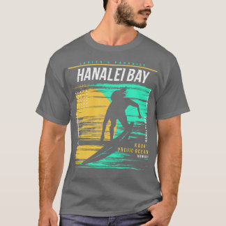 Retro Surfen Hanalei Bay Kauai Hawaii  Sur T-shirt
