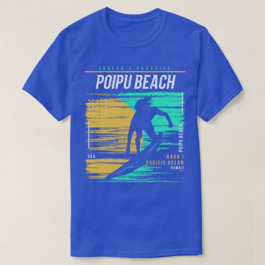 Retro Surfen Poipu Beach Kauai Hawaii Sur T-shirt (Design voorkant)