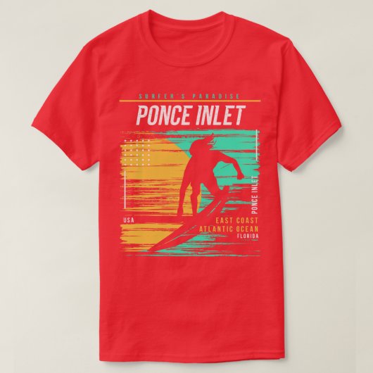 Retro Surfen Ponce Inlet Florida  Surfer B T-shirt (Design voorkant)