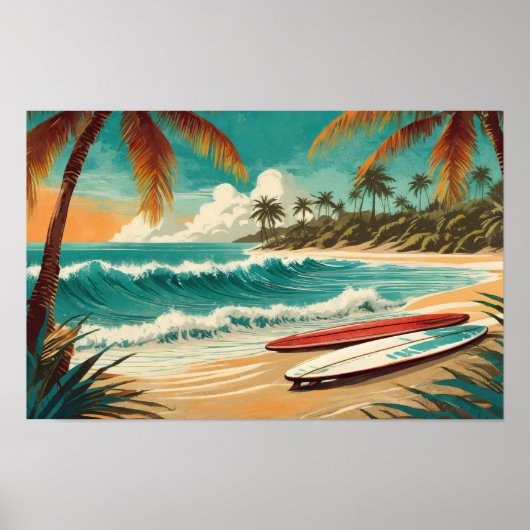 Retro surfen poster (Voorkant)