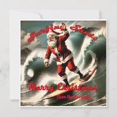 Retro Surfen Santa op een  Stijl Kerstmis Kaart (Voorkant)