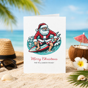 Retro Surfen Santa Tropical Vibes Feestdagen Kaart