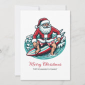 Retro Surfen Santa Tropical Vibes Feestdagenkaart (Voorkant)