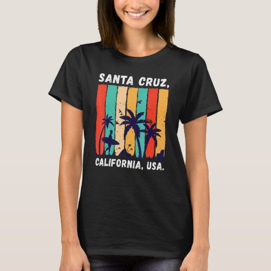 Retro Surfen Surfer Palms Surf Spot Santa Cruz ca T-shirt (Voorkant)