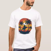 Retro Surfen T-shirt – 70s Sunset Beach (Voorkant)