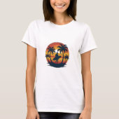 Retro Surfen T-shirt – 70s Sunset Beach D (Voorkant)