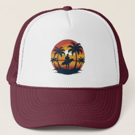 Retro Surfen T-shirt – 70s  Sunset Beach D Trucker Pet