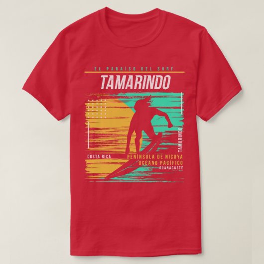Retro Surfen Tamarindo Costa Rica Surfer T-shirt (Design voorkant)