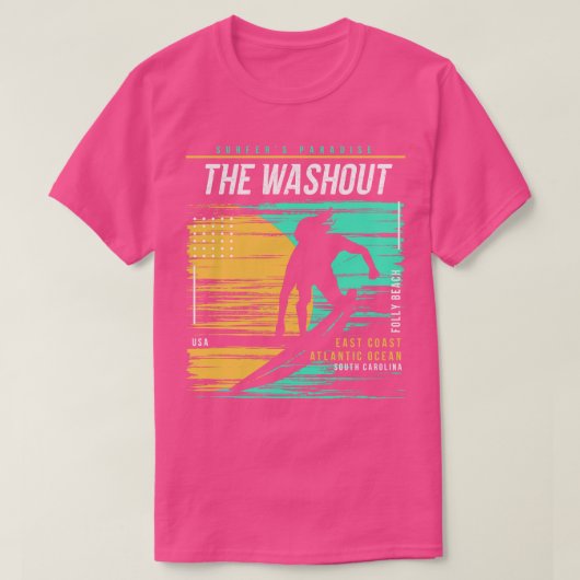 Retro Surfen The Washout Folly Beach South Olina T-shirt (Design voorkant)