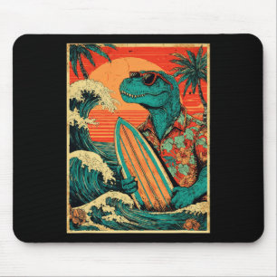 Retro surfen Tyrannosaurus Hawaiaanse zomer dinosa Muismat