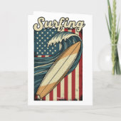 Retro Surfen USA Vlag Kaart (Achterkant)