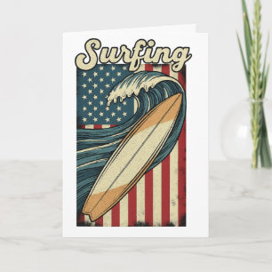 Retro Surfen USA Vlag Kaart