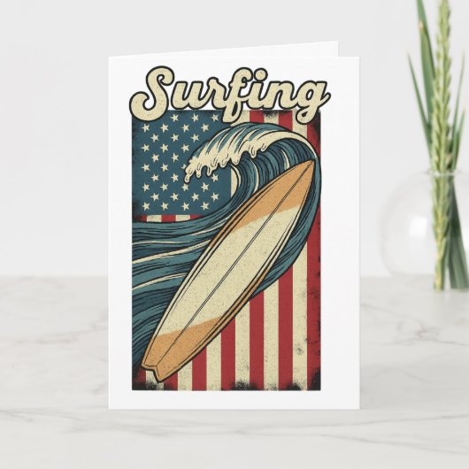 Retro Surfen USA Vlag Kaart (Voorkant)