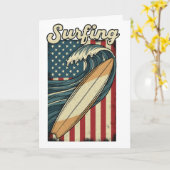 Retro Surfen USA Vlag Kaart (Gele Bloem)