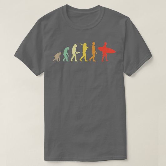 Retro surfende evolutiegraad voor surfers t-shirt (Design voorkant)