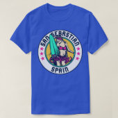Retro Surfer Babe Badge San Sebastian Spanje T-shirt (Design voorkant)
