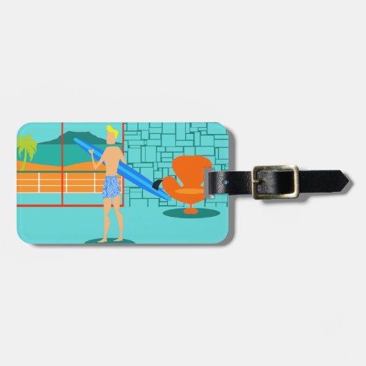 Retro Surfer-Bagagelabel Bagagelabel (Voorkant horizontaal)
