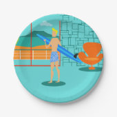 Retro Surfer-Borden Papieren Bordje (Voorkant)