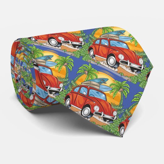 Retro Surfer California Car Cool Stropdas (Opgerold)