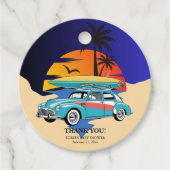 Retro Surfer Car Baby shower Bedankjes Labels (Voorkant)