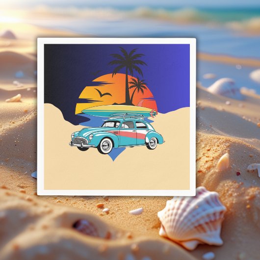 Retro Surfer Car Baby shower Servet