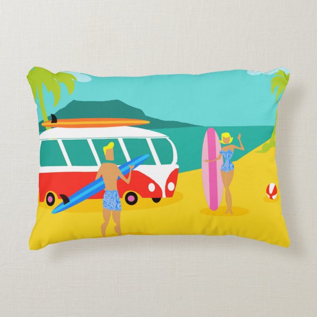 Retro Surfer Couple Accent Pillow Decoratief Kussen (Voorkant)