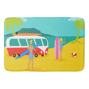 Retro Surfer Couple Bath Mat