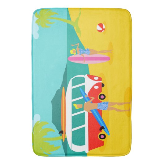 Retro Surfer Couple Bath Mat (Voorkant Verticaal)