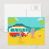 Retro Surfer Couple Briefkaart (Voorkant / Achterkant)