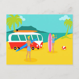 Retro Surfer Couple Briefkaart