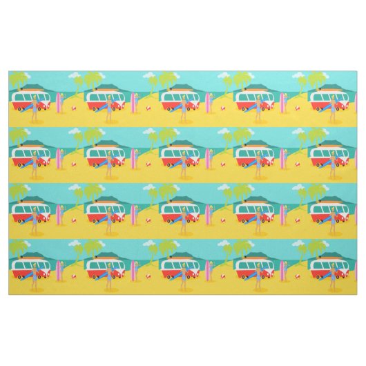 Retro Surfer Couple Fabric Stof (Yard (91,4 cm))