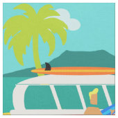 Retro Surfer Couple Fabric Stof (Close Up)