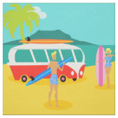 Retro Surfer Couple Fabric Stof (Swatch)