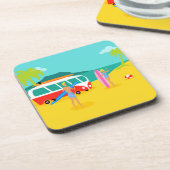 Retro Surfer Couple Hard Plastic Onderzetters (Linkerzijde)