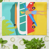 Retro Surfer Couple Kitchen Towel Theedoek (Gevouwen)